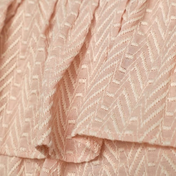 16. NWT Abryelle Pale Blush Embroidered Ruffle Tiered Strapless Crop Top - Picture 9 of 9